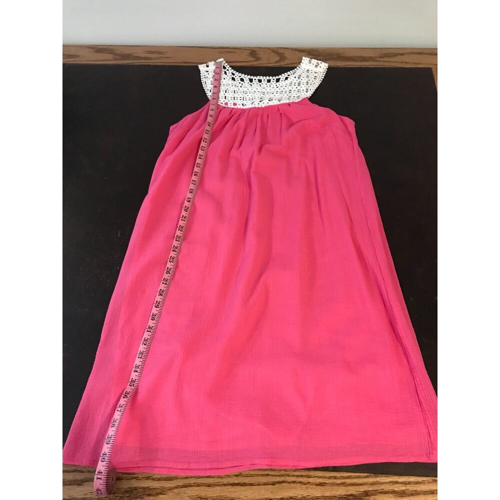 Lilly Pulitzer Sydney Crinkle Dress Daquiri Pink Crochet Neck Size 12 - Picture 7 of 13